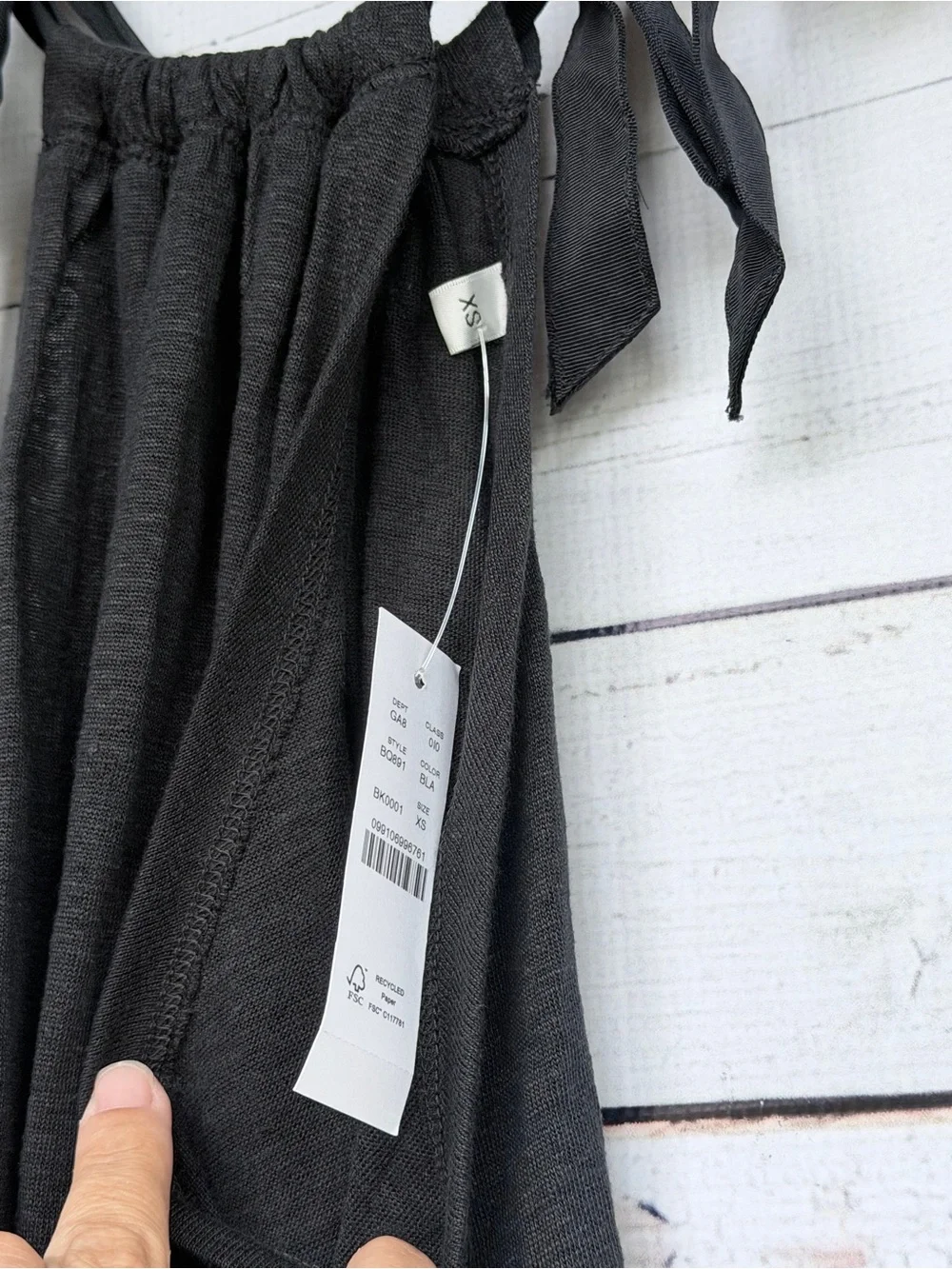 J.Crew NWT Black Bow-Tie Linen Halter Tank Top - Size X-Small